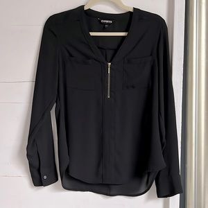 Express black top with gold zipper